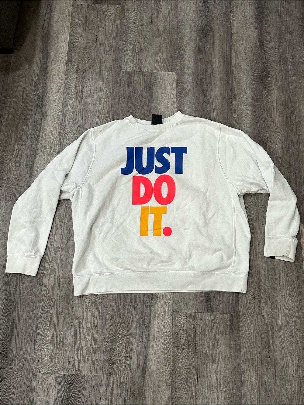 Nike Just Do It Colorblock White Crewneck Sweatshirt XXL 2XL vintage 90’s